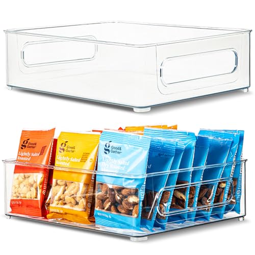 Plastic Food Storage 2 pack Clear Container Bin with Handles for Organizing Kitchen (2 Count)