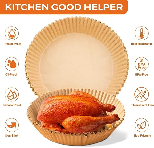 125Pcs 6.5inch Round Air Fryer Liners Disposable for 3 (125 Count)