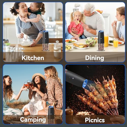 Rechargeable Electric Salt And Pepper Grinder Set (Black-Single)