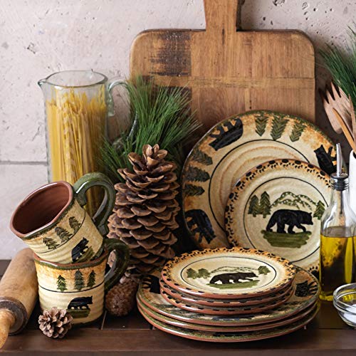 Rustic Bear 16 Piece Ceramic Dinnerware Set with Plates (Rustic Bear / 16 Piece)