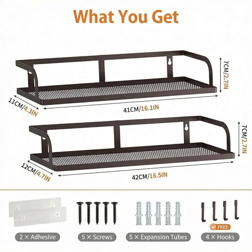 2 Pack 16.5" Extra Long Slim Hollowout Shower Caddy (Vintage Bronze / U-Shape Easy Access (16.5" Extra Long))