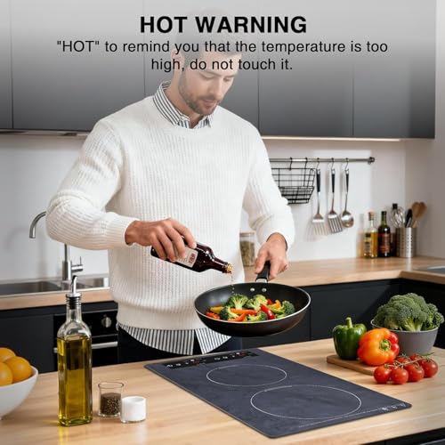 Double Induction Cooktop Portable Electric Cooktop 12'' Hot Plate (12 Inch Gray)