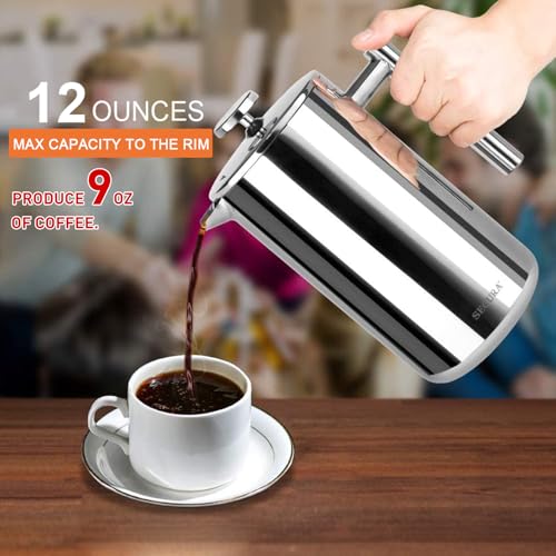 French Press Coffee Maker (Silver / 12 oz)