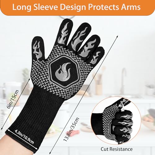 BBQ Gloves 1472F Heat Resistant Non (Gray)