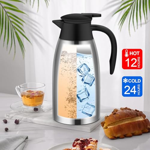 70oz Thermal Coffee Carafe Insulated Coffee Thermos (Silver)