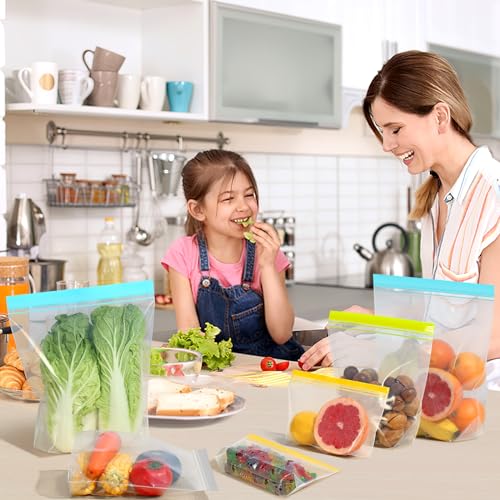 22 Pack Reusable Snack Bags (Green Yellow / 22 Pack Snack Bags)