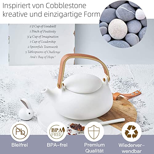 Ceramic Teapot with Infuser (01-White Teapot)