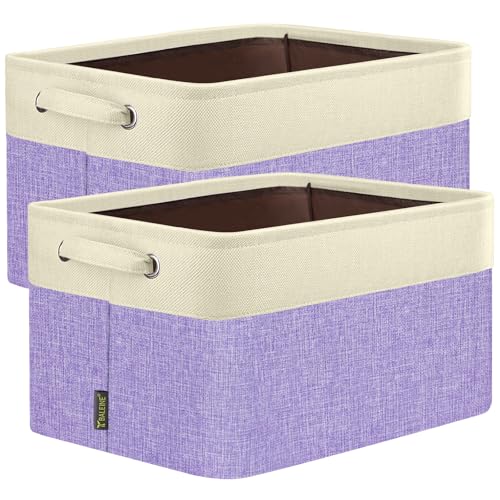 2 Pack Fabric Closet Storage Bins for Shelves (Lavender / 2PCS/Small-12x8x8)