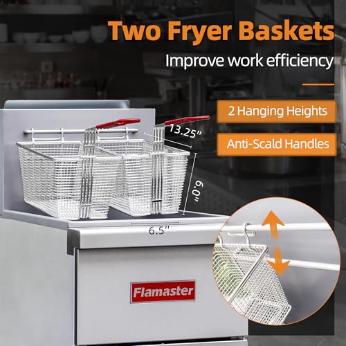 Commercial Gas Floor Fryer with 2 Baskets (Natural Gas 55 lb)