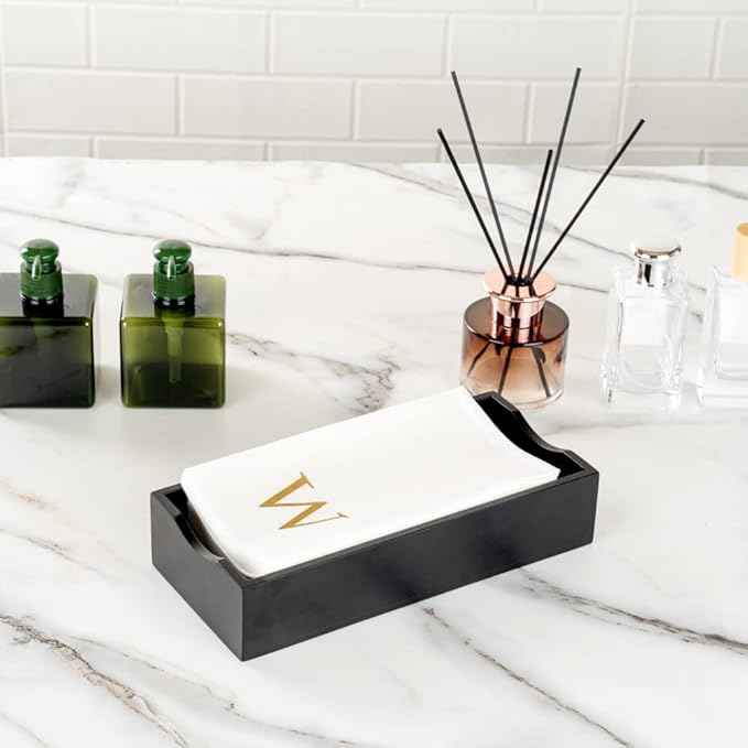 Luxenap 15.8 X 7.9 Inch Linen-Feel Guest Towels, 2000 Lettered Hand Towels - Gold Letter 'W', Sans Serif Font, White Paper Dinner Napkins, airlaid, For Restrooms And Tables