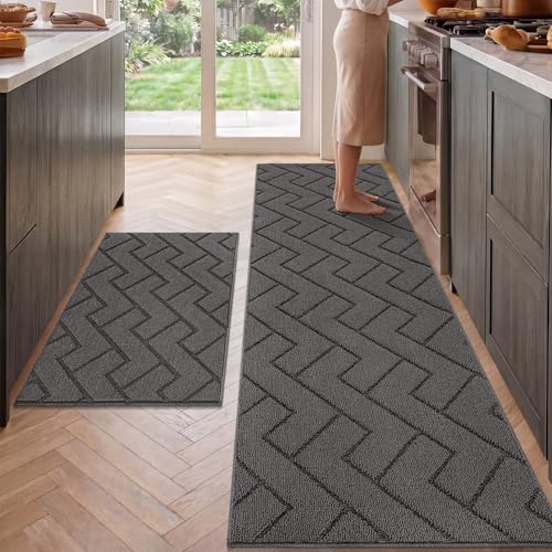 Kitchen Runner Rug (Grey / 24"x71"+24"x35")