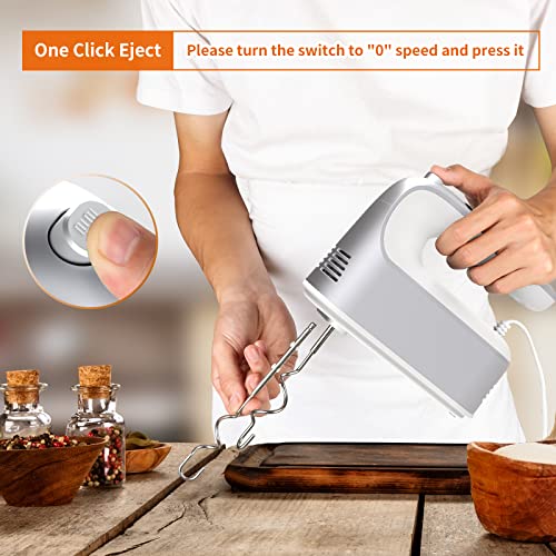 9 Speed Digital Hand Mixer Electric (Silvery White)