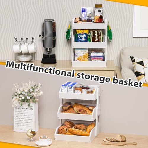Bamboo Fruit Basket for Kitchen (3-Tier White)