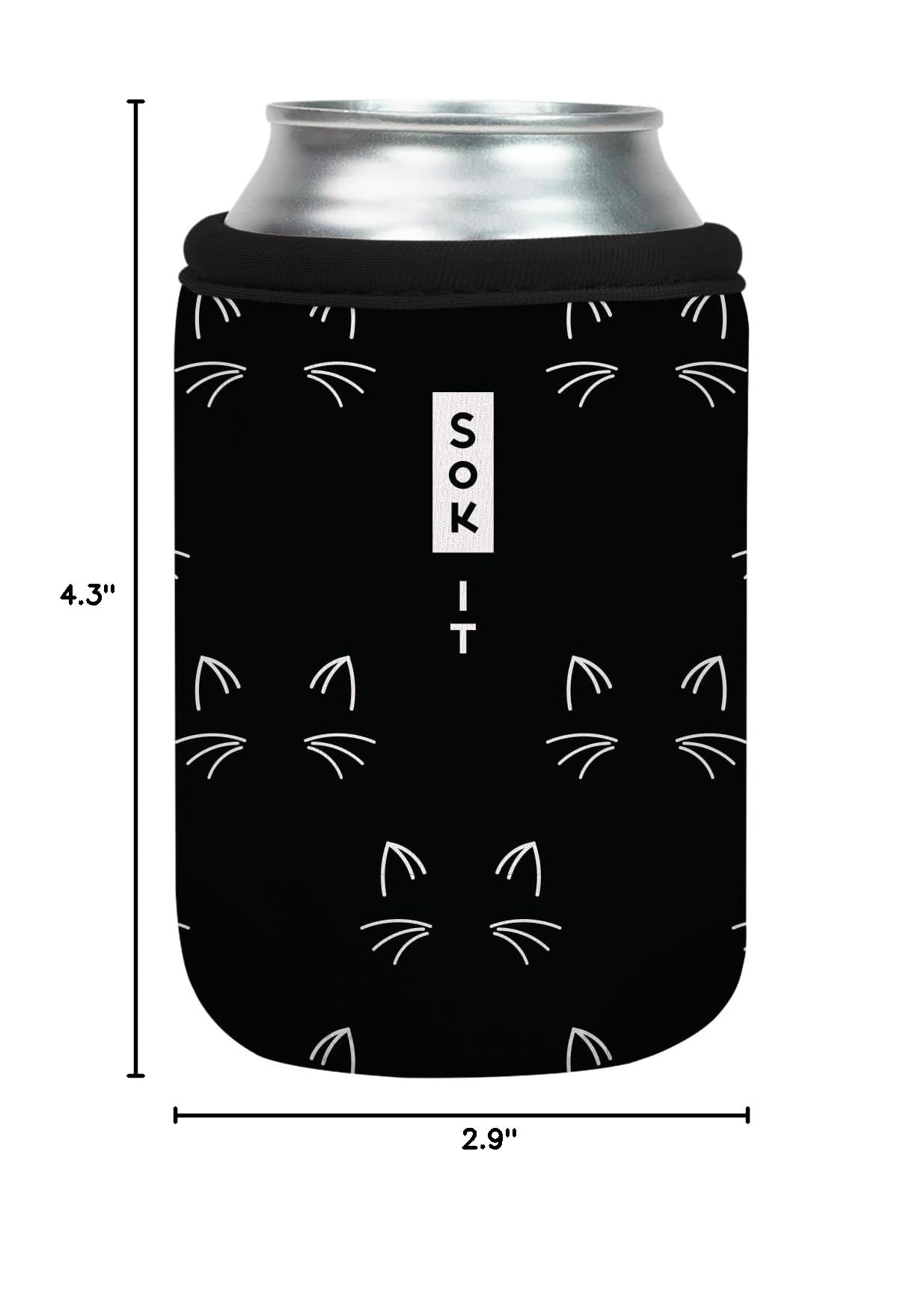 CanSok Sleeve for Beer & Soda Insulated Neoprene Cover (Mystical Meows / 12oz Can Sleeve)