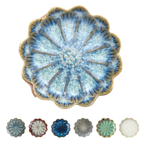 Ceramic Spoon Rest for Stove Top (Retro, Ocean Blue)