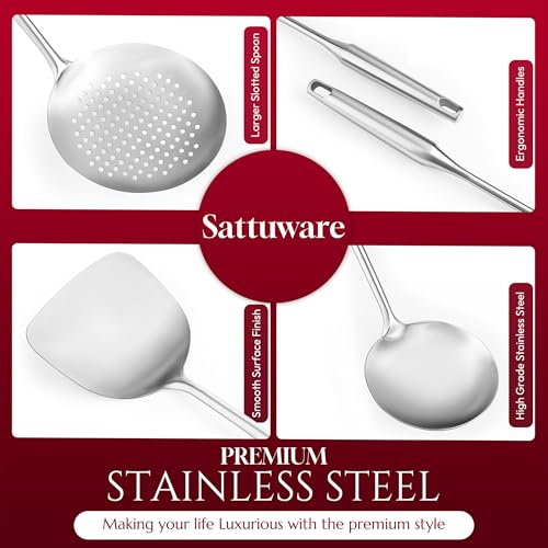 6 Pc Stainless Steel Cooking Utensils Set with Ergonomic Handles (6 Count)