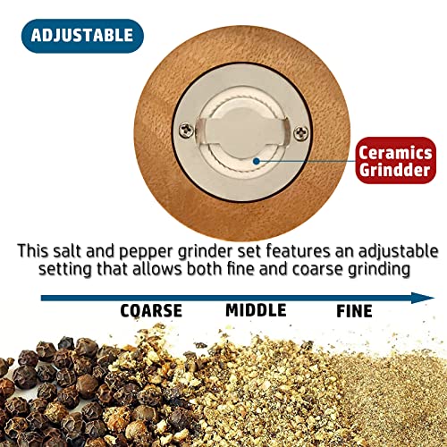 Manual Salt & Pepper Grinder Set 6in Pepper Mills Enjoy Freshest Seasoning (Burlywood 1pcs-6in)