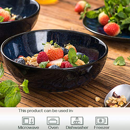 Ceramic Salad Bowls Set for Kitchen (Blue)
