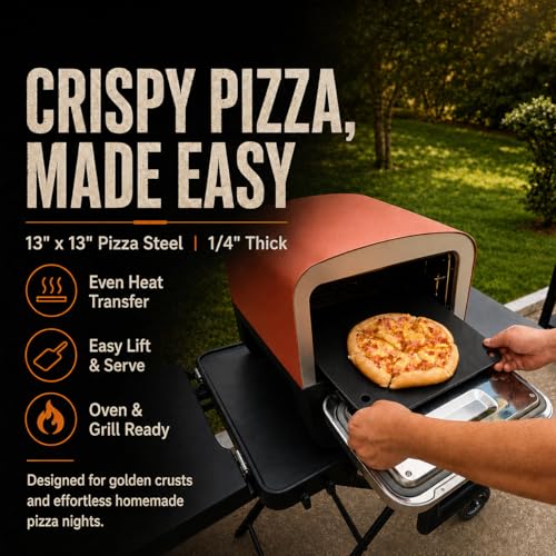 13"x13" Square Pizza Stone Baking Steel for Oven and BBQ Grill