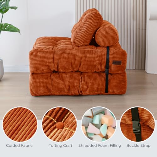 Folding Sofa Bed (New Orange / Single)
