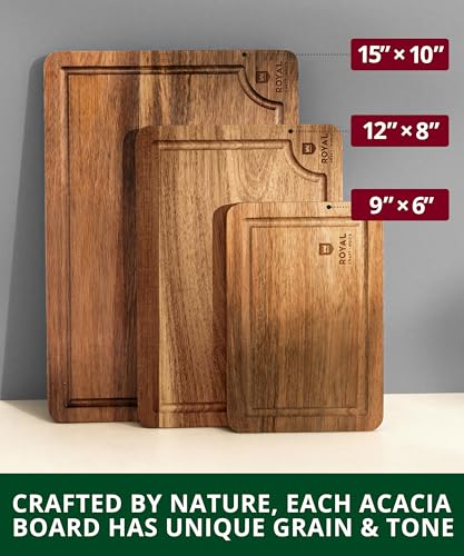 Wooden Cutting Boards for Kitchen Meal Prep & Serving (3-Piece / Dark Brown)