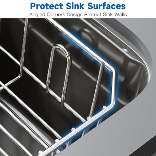 in Sink Dish Drying Rack (Silver / For 12"W x 14"D Double Sink Bottom)