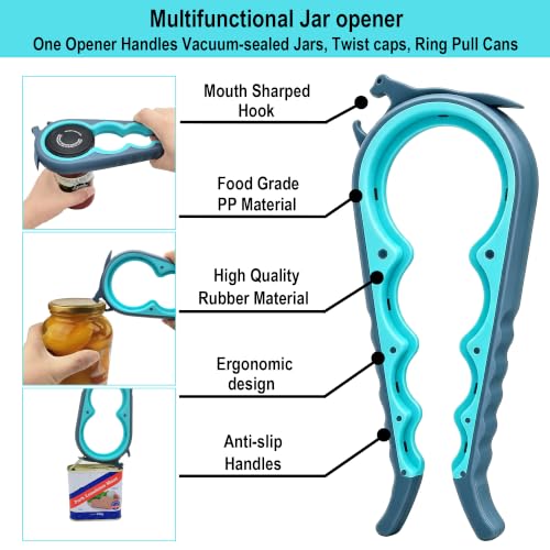 Jar Opener with Gripper Pads for Weak Hands (Blue and Grey)