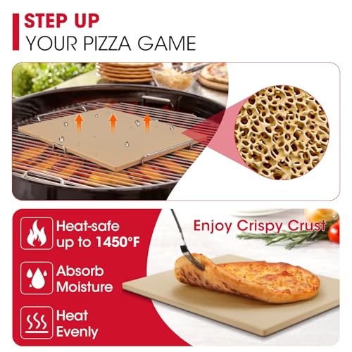 15 x 12 Inch Pizza Stone for Oven and Grill