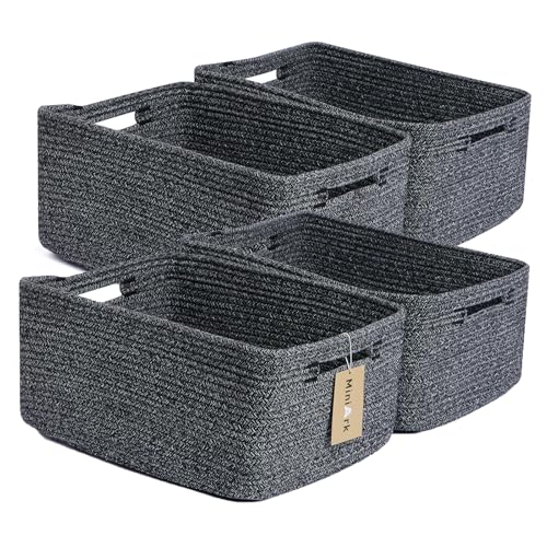 Large Storage Baskets for Organizing (4pcs-L17×W13×H7.5" / Dark Gray)