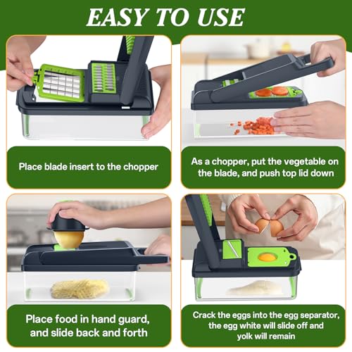 Veggie Chopper Vegetable Cutter (Green / 7 blades)