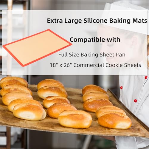 Silicone Baking Mat for Full Size Sheet Pan (Bright Orange / 24.5"L x 16.5"W)