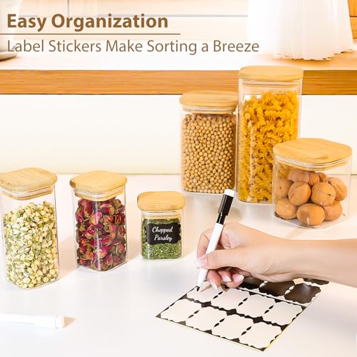 12 Pack 4 oz Square Glass Spice Jars with Lids and Labels (Square/4oz/12pcs / 4oz*12)