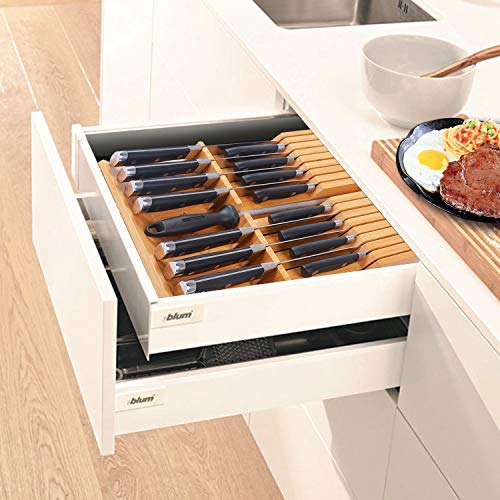 In drawer Knife Block Bamboo Kitchen Knives Drawer Organizer Large (Natural / 16 Holder)