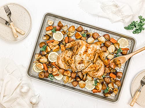 Bakeware Half Sheet Baking Pan and Bakeable Nonstick and Cooling Rack Set