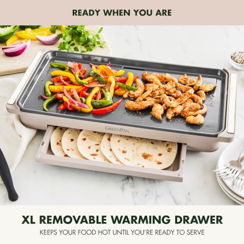 Advanced 10.5”x 20” Electric Griddle with Warming Drawer (10.5" x 20" Electric Griddle / Clay)