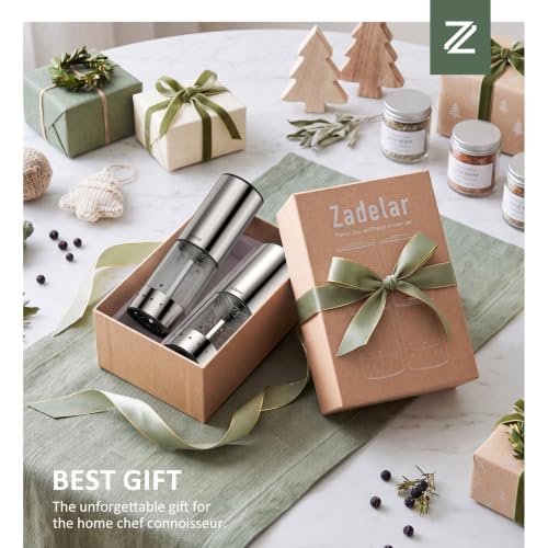 Rechargeable Electric Salt and Pepper Grinder Set with Charging Base (Silver / Set)