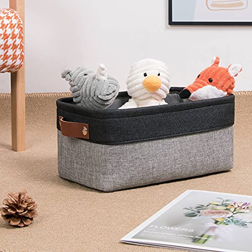 Small Storage Baskets for Shelves (Black&Grey / XS-12"x8"x5")