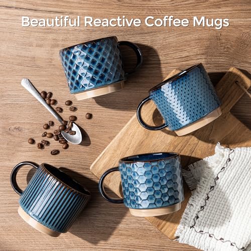 6 OZ Stackable Coffee Mugs Set of 4 (Deep Sea / 6 Ounces)