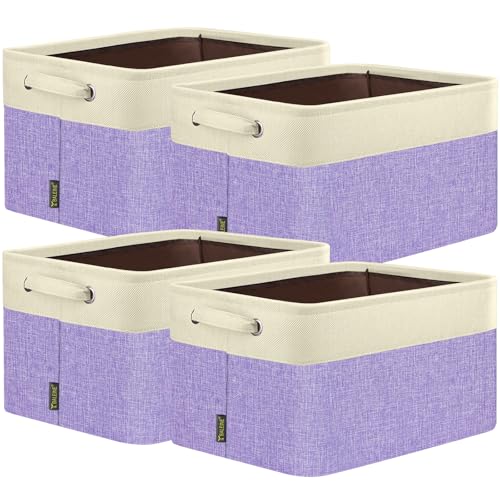4 Pack Fabric Closet Storage Bins for Shelves (Lavender / 4PCS/Small-12x8x8)