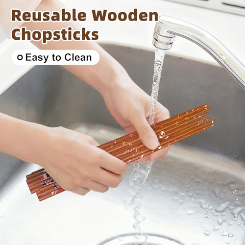 Handmade Japanese Chopsticks Reusable Natural Wooden Chopstick with Box (Natural Wood)