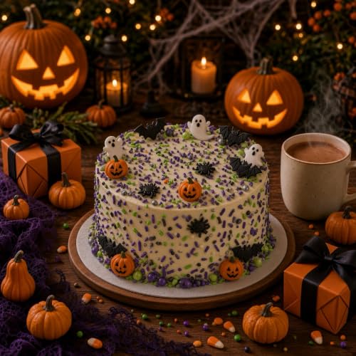 Green & Black & Purple Spiders Sprinkles Mix Size Halloween Themed Cake Decorations Cupcake Toppers Perfect for Wedding Valentine Supplies 4.58OZ (Green&Black&Purple-Spider)