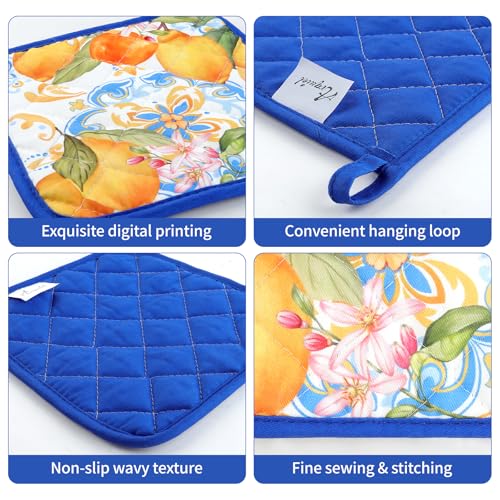 Summer Lemon Oven Mitts and Pot Holders Set (Lemon 1 / Oven Mitt x1 & Pot Holder x1)