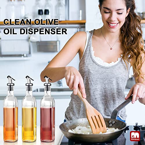 Olive Oil Dispenser Bottle for Kitchen (Clear / 17 Ounces-3 Pack)