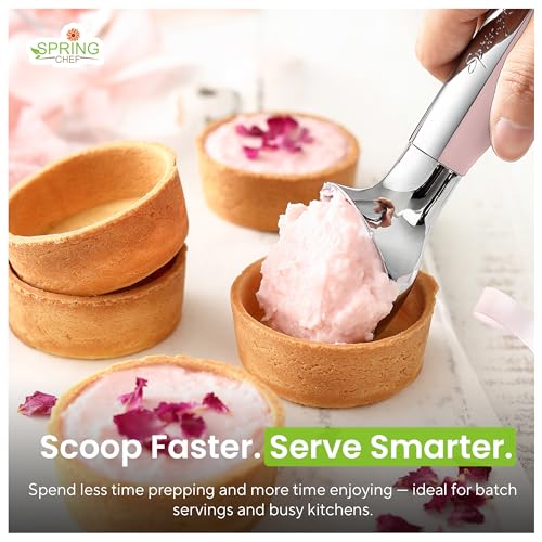 Heavy Duty Metal Ice Cream Scoop with Soft Grip Handle (Pink Lemonade)