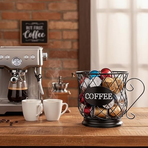 K Cup Holder Coffee Pod Holders for 35 Kcups Keurig Storage Organizer Coffee Bar Accessories for Counter (Matte Black / Medium for 35 kcups)