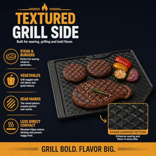 Cast Iron Griddle for Weber Spirit I & II 300 Series (17.5" x 11.9" x 1.2")