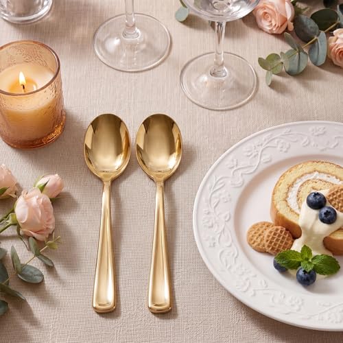 100 Pack Gold Plastic Spoons Disposable (Gold Spoons / 100)