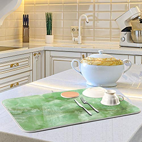 Super Absorbent Dish Drying Mat (Green Jade Stone Marble / 18" x 24")