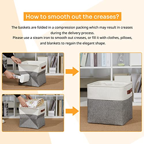 11 Inch Cube Storage Bins (White&Grey / S-11"x11"x11")