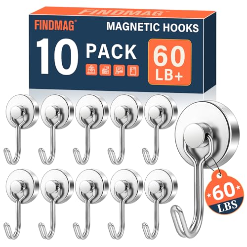 10 Pack Magnetic Hooks for Cruise Cabins (Silver / 0.98in)